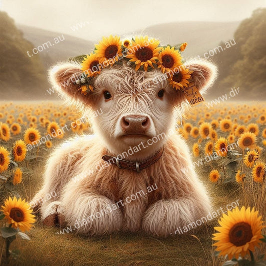 Baby Cow Sunflowers - Diamond Art Dezigns