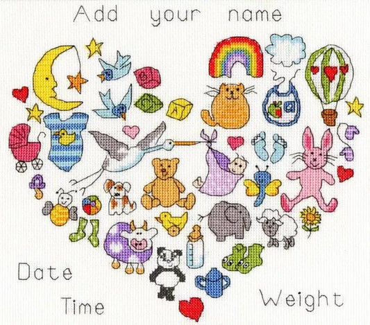 Baby Heart by June Armstrong - Bothy Threads Counted Cross Stitch Kit - Diamond Art Dezigns