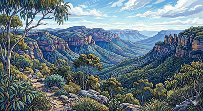 Blue Mountains Dusk - 5D Full Drill DIY Diamond Art Painting Diamond Art Painting - Diamond Art Dezigns