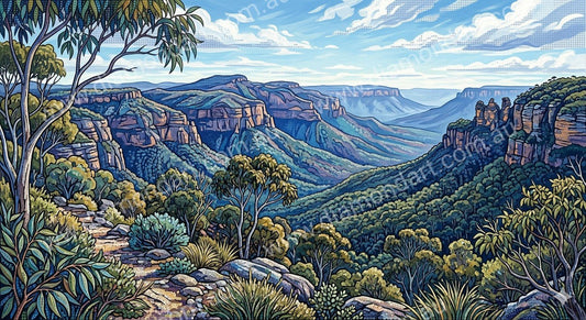 Blue Mountains Dusk - 5D Full Drill DIY Diamond Art Painting Diamond Art Painting - Diamond Art Dezigns