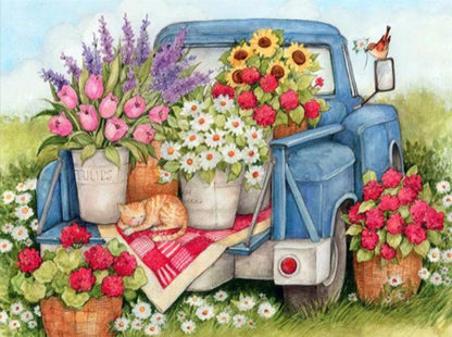 Blue Truck Garden - Diamond Art Dezigns