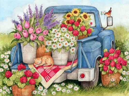 Blue Truck Garden - Diamond Art Dezigns