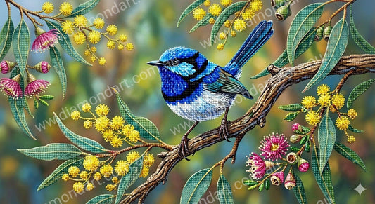 Blue Wren Wattle - 5D Full Drill DIY Diamond Art Painting Diamond Art Painting - Diamond Art Dezigns