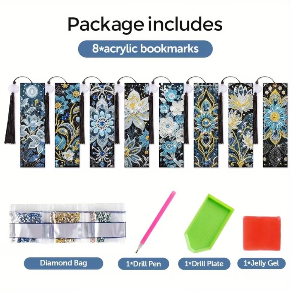Bookmark - Flowers Night Garden - Diamond Art Dezigns