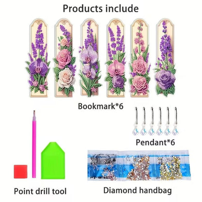 Bookmark Flowers Purple & Pinks - Diamond Art Dezigns