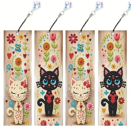 Bookmark Kitten Flower - 5D Full Drill DIY Diamond Art Bookmark - Diamond Art Dezigns