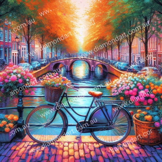 Canal Sunset Bridge - Diamond Art Dezigns