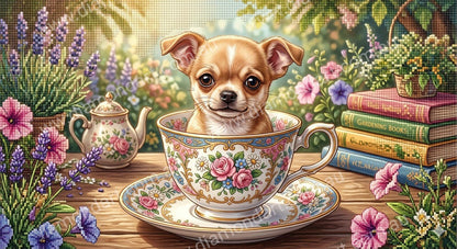 Chihuahua Tea Cup - 5D Full Drill DIY Diamond Art Painting - Diamond Art Dezigns