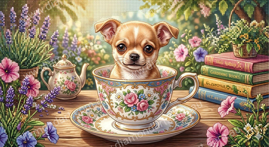 Chihuahua Tea Cup - 5D Full Drill DIY Diamond Art Painting - Diamond Art Dezigns