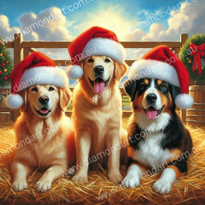 Christmas Farm Dogs 40x40 - SALE! - Diamond Art Dezigns