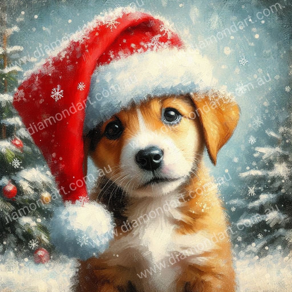 Christmas Snow Puppy - Diamond Art Dezigns