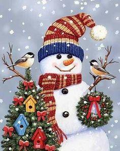 Christmas Snowman Wreath - Diamond Art Dezigns
