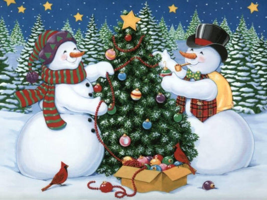 Christmas Snowmen Tree - Diamond Art Dezigns