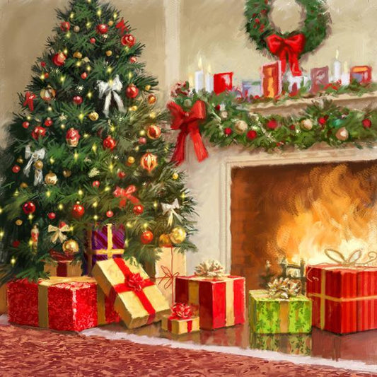 Christmas Tree Fireplace - Diamond Art Dezigns