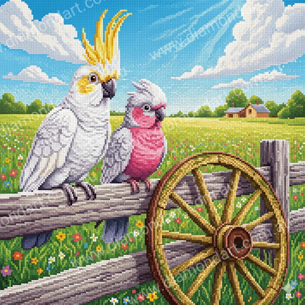 Cockatoo Galah Wagon Wheel - 5D Full Drill DIY Diamond Art Painting - Diamond Art Dezigns