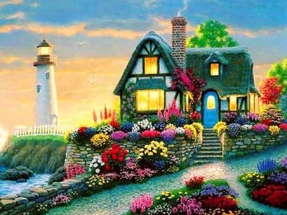 Cottage Lighthouse - Diamond Art Dezigns