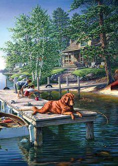 Country Lake Labrador 30x40 SALE! - Diamond Art Dezigns