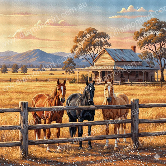 Horse Farm House - 5D Full Drill DIY Diamond Art Painting - Diamond Art Dezigns