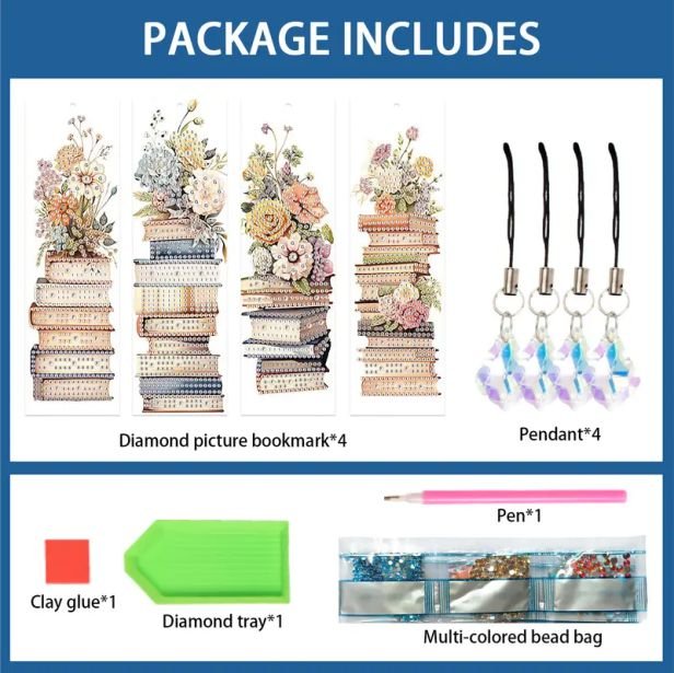 Keyring - Book Flowers - Diamond Art Dezigns