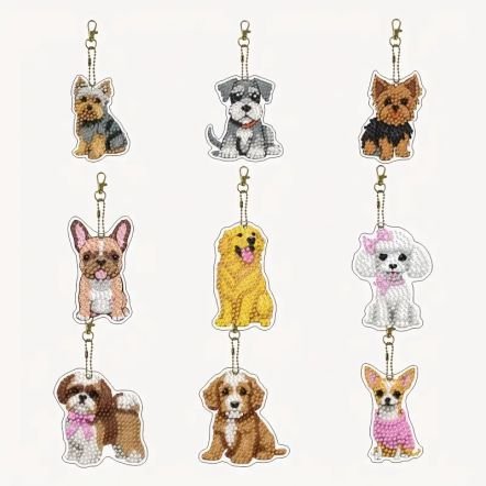 Keyring - Dogs x 9 - Diamond Art Dezigns