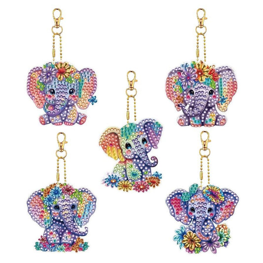 Keyring - Elephants x 5 - Diamond Art Dezigns