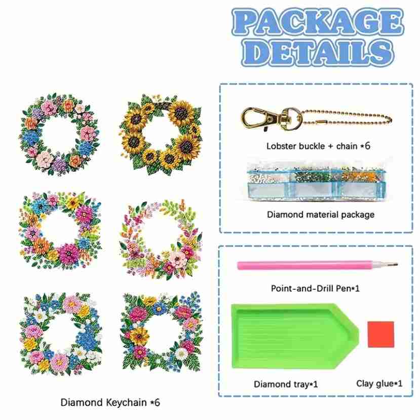 Keyring - Flower Wreaths - Diamond Art Dezigns