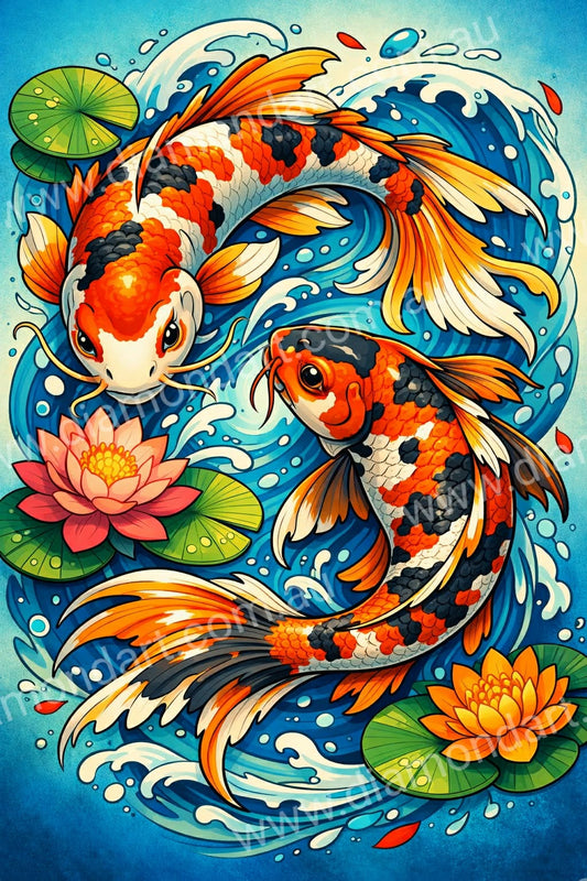 Koi Lily Pond Diamond Art Painting Kit - 5D Full Drill DIY - Diamond Art Dezigns