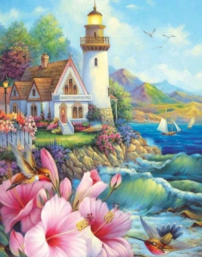 Lighthouse Hibiscus - Diamond Art Dezigns
