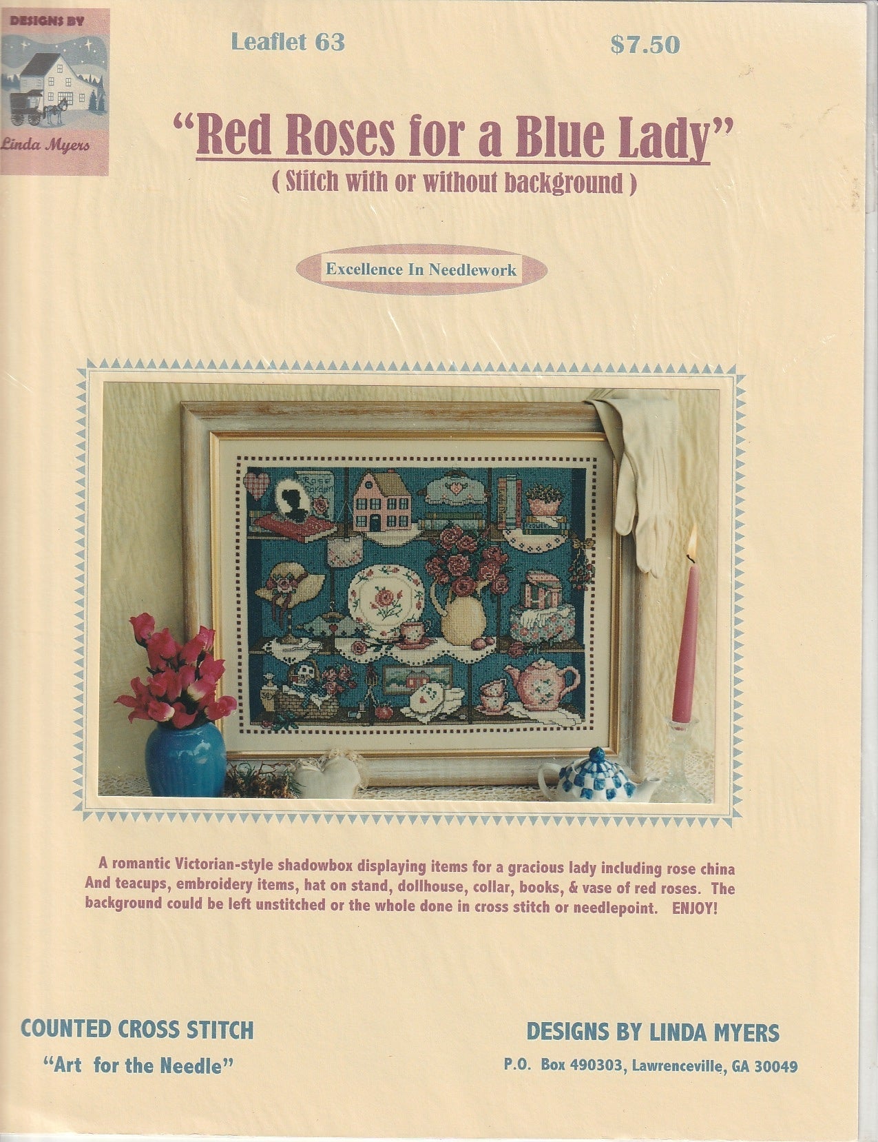 Linda Meyers - Red Roses for a Blue Lady - Diamond Art Dezigns