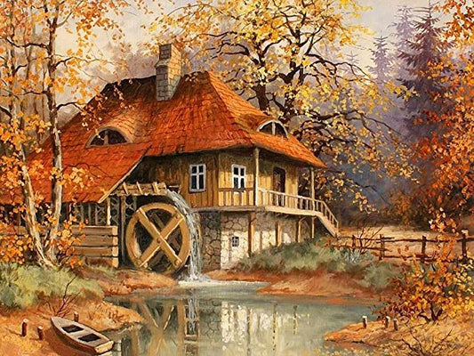 River Waterwheel - Diamond Art Dezigns