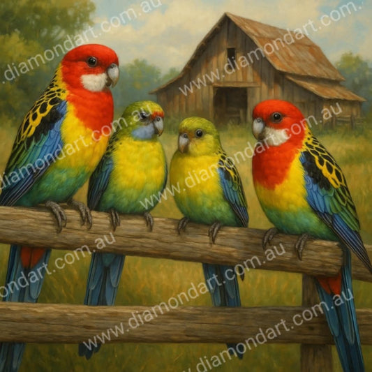 Rosella Family Barn Fence - Diamond Art Dezigns
