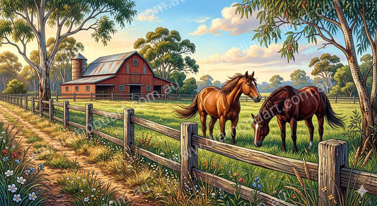 Stable Horses - 5D Full Drill DIY Diamond Art Painting - Diamond Art Dezigns