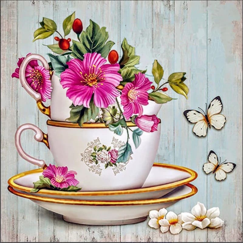 Teacup Flower - Diamond Art Dezigns