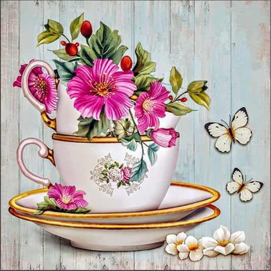 Teacup Flower - Diamond Art Dezigns