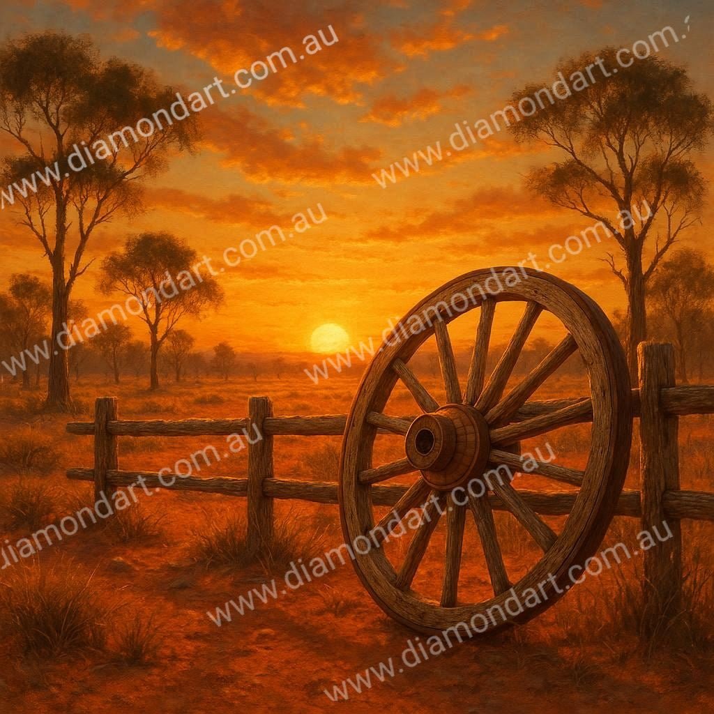 Wagon Wheel Sunset - Diamond Art Dezigns