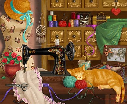 Sewing Room Kitty - Diamond Art Dezigns