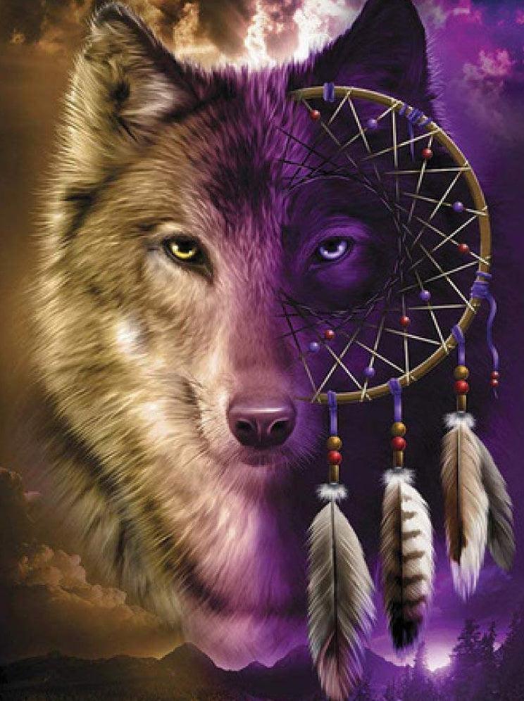 Wolf Dreamcatcher Purple - Diamond Art Dezigns